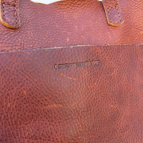 Portland Leather Goods PLG Medium Crossbody Leather Tote Bag Nutmeg Tan Purse - Picture 4 of 8
